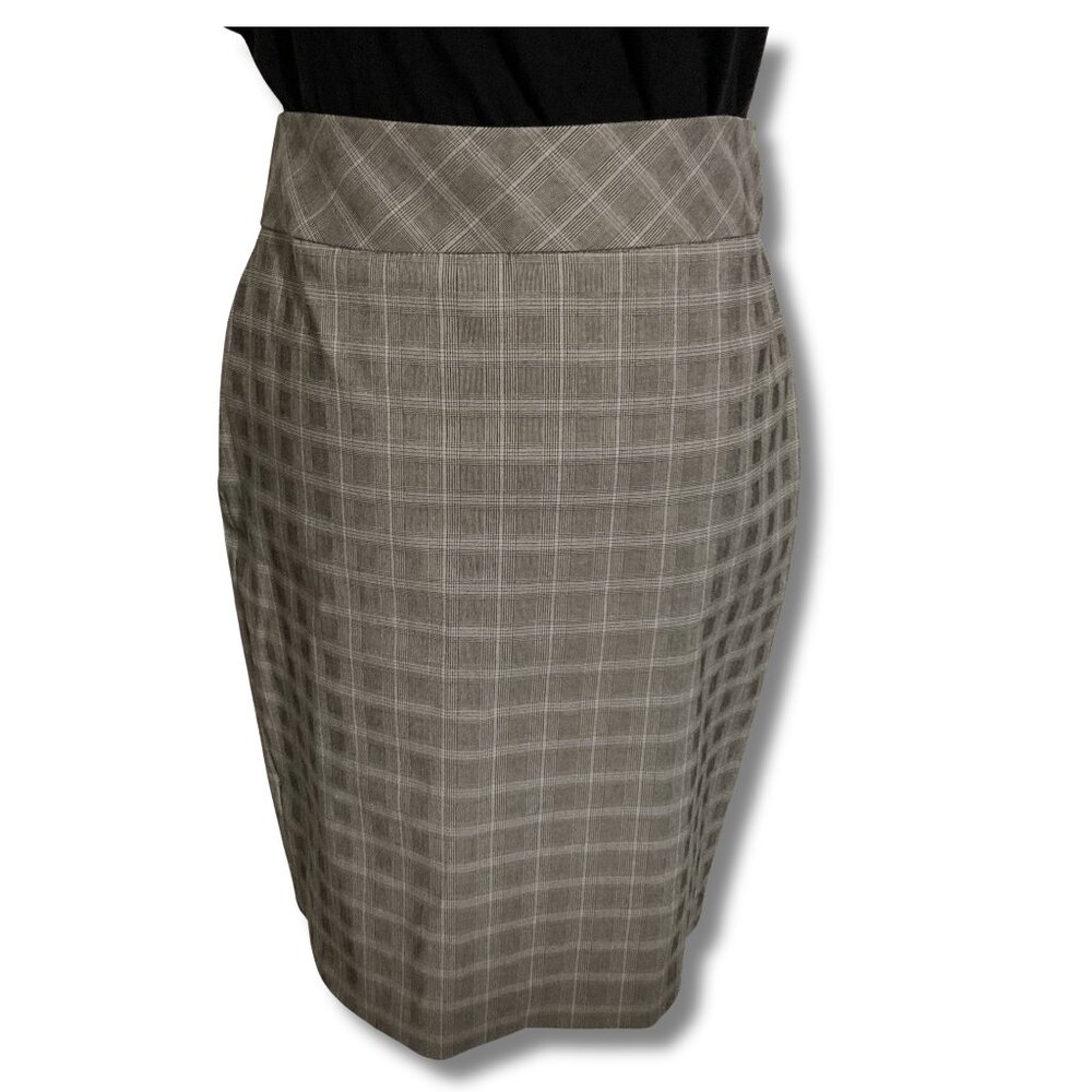 RW & CO. Vintage black grey light blue glen plaid pencil skirt ~ SMALL MEDIUM